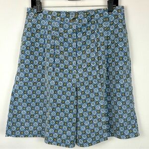Vintage Marcia Culotte Shorts High Waist Pockets Blue Print Microfiber  Size 14